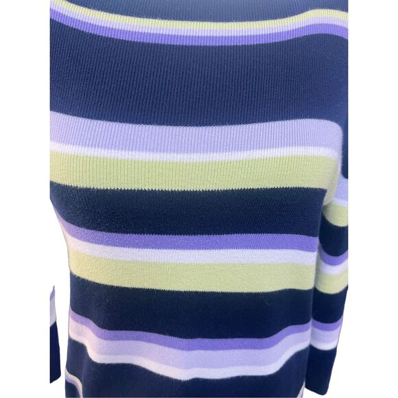 IB Diffusion Striped Knit Sweater   Navy knit sweater with horizontal stripes - Picture 5 of 6